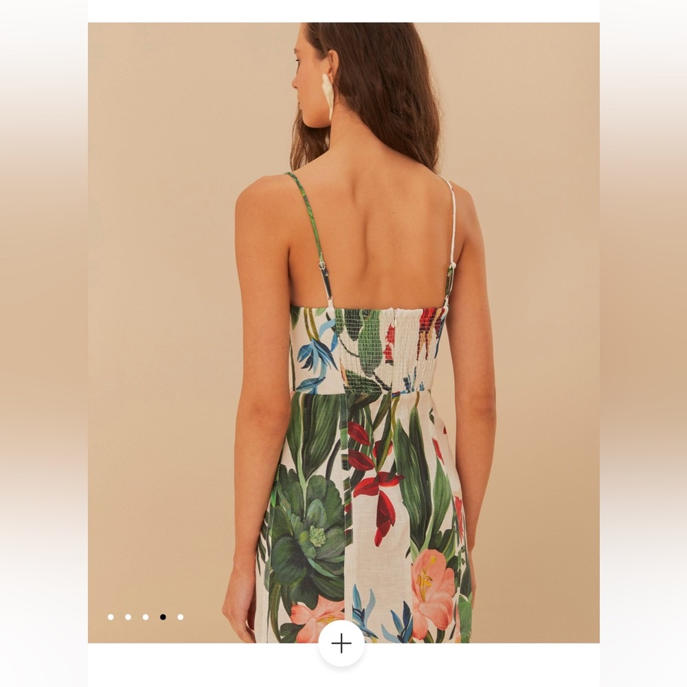 Farm Rio Midnight Macaw Fiesta Off-White Sleeveless Flower Mini Dress - Picture 9 of 14